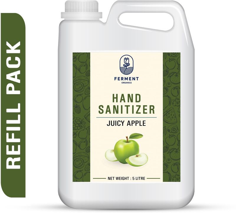 FERMENT ORGANICS Disinfectant 80% Alcohol NonStick with GreenApple Fragrance Hand Sanitizer Can  (5000 ml)