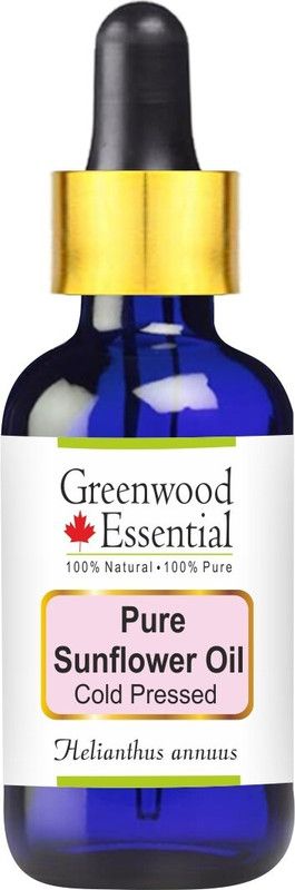 Greenwood Essential Pure Sunflower Oil (Helianthus annuus) with Glass Dropper 100% Natural Therapeutic Grade Cold Pressed  (50 ml)