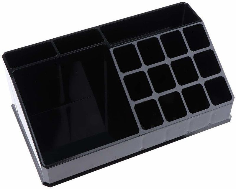 MAAUVTOR Multi Grid 16 section Acrylic Makeup Cosmetic Stationary Display Stand Organizer Vanity Box  (Black)