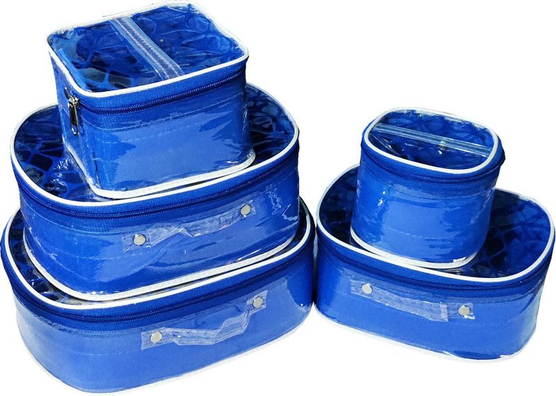 Aavni set of 5piece kit for makeup shaving jewelleries storage storage box keep safe from dust Vanity Box  (Blue)