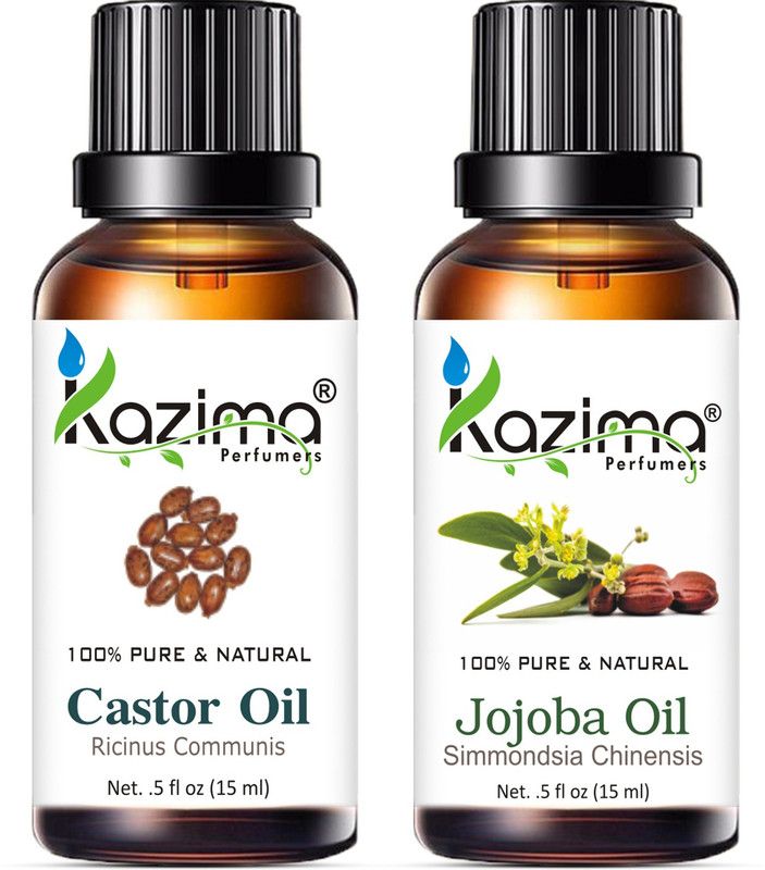 KAZIMA Combo Set of Castor Oil (Arandi) and Jojoba Carrier Oil ( Each 15ml )  (15 ml)