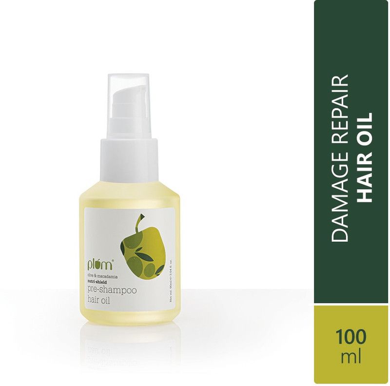 Plum Olive & Macadamia Nutri-Shield Pre-Shampoo Hair Oil | 8 Natural Oils Blend for Dry, Dull, Damaged Hair Hair Oil  (90 ml)