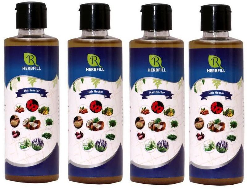 Herbfill Hair Nector Pure and Natural Enhance Hair Volume & Sypports Healthy & Shiny Set Of 4 Hair Oil  (800 ml)