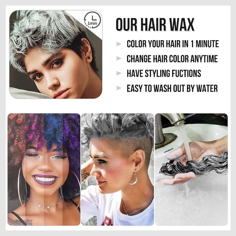 EVERERIN Temporary Natural Hair Wax Color Styling Cream Hairstyle Wax , Grey
