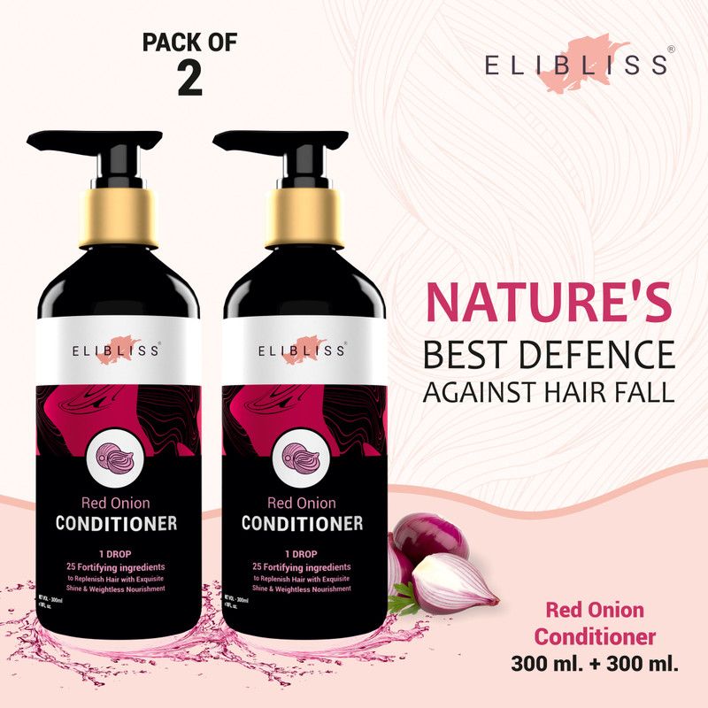 ELIBLISS Red Onion Conditioner for Hair Growth, Shiny Hair & Hair Fall Control Pack of 2  (600 ml)