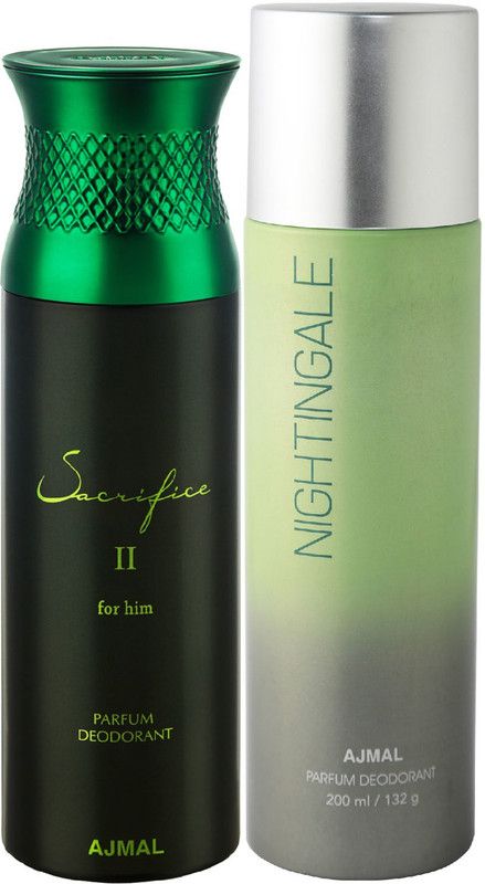 Ajmal Sacrifice & Nightingale for Men & Women Deos each 200ML Combo pack of 2 Deodorant Spray - For Men & Women  (400 ml, Pack of 2)