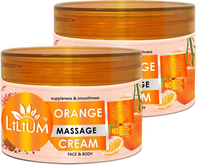 LILIUM Orange Paraben Free Face & Body Massage Cream, Pack of 2  (500 g)