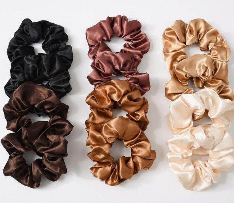 IBDA Imperial Drops Classic Collection (Pack of 12) Royal Scrunchies, Free Size Hair Scrunchie, Uber Glam Look, Handmade, Hair Accessories, (Limited Edition) Hair Band  (Black, Brown, Bronze, Gold, White)