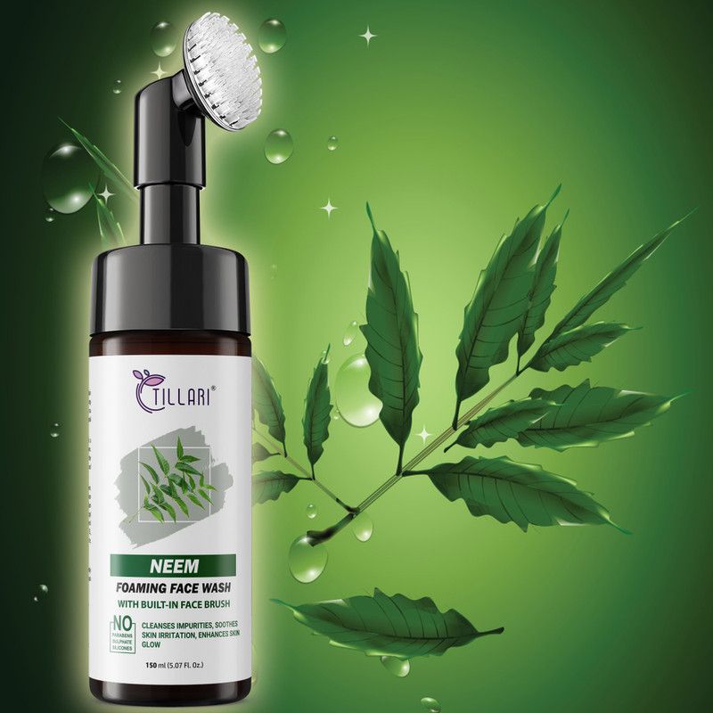tillari Brightening Neem Foaming with Built-In Face Brush Help for Cleanses,Moisturizes and Protects your Complexion ,(for Women and Men Face Wash  (150 ml)