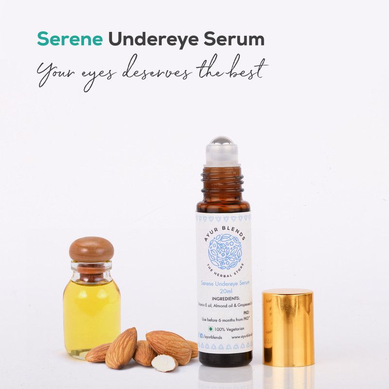 AYUR BLENDS - THE HERBAL STORE Serene Eye Serum For Men And Women, 20ml For Dark Circles, Finelines, Puffiness and Eye Contours  (20 ml)