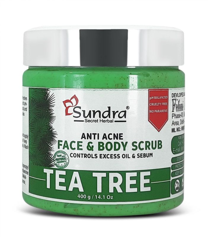 Sundra Secret Herbal Tea Tree Anti Acne Face & Body Scrub  (400 ml)