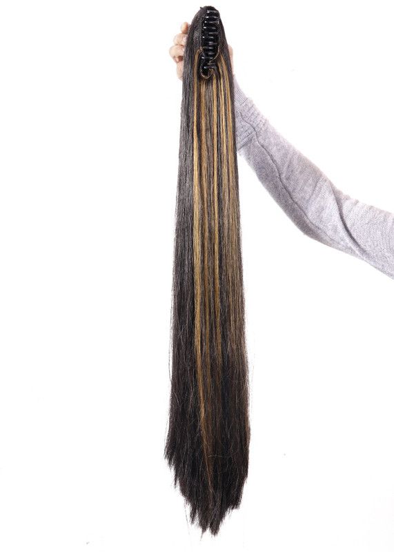 navjai Straight golden Highlight Ponytail Clutcher Extension for Women and girls Hair Extension