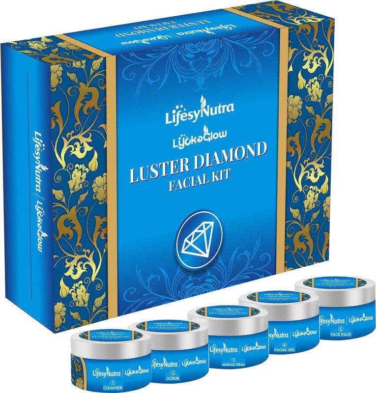 LyckaGlow Luster Diamond Lifesy Nutra Facial Kit For Deep Cleansing, Rising Face Glow  (5 x 50 g)