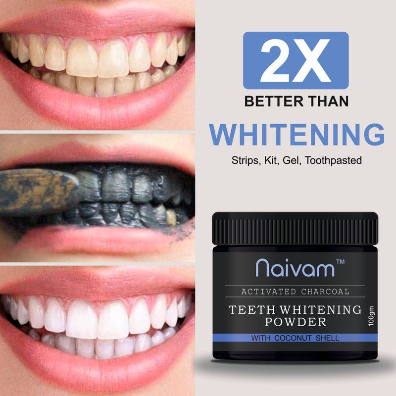 Naivam Charcoal Teeth Whitening Powder | 100gm | Teeth Whitening Kit