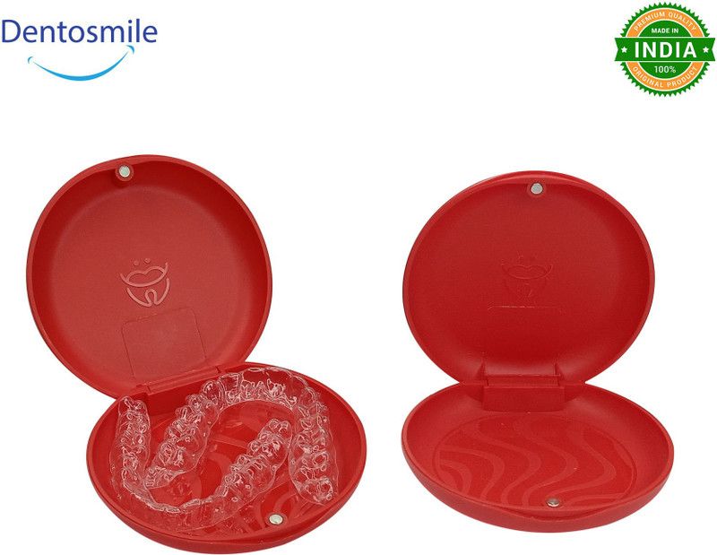 Dentosmile Slim Aligner Case/Aligner and Retainer Case/Dental Orthodontic Retainer Box - Red Colour / Pack of 2 Teeth Whitening Kit