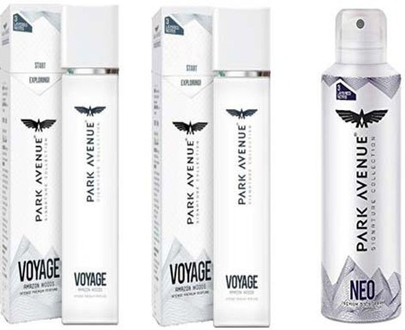PARK AVENUE SIGNATURE COLLECTION VOYAGE WOODS + NEO BODY SPRAY Perfume Body Spray - For Men  (390 ml, Pack of 3)