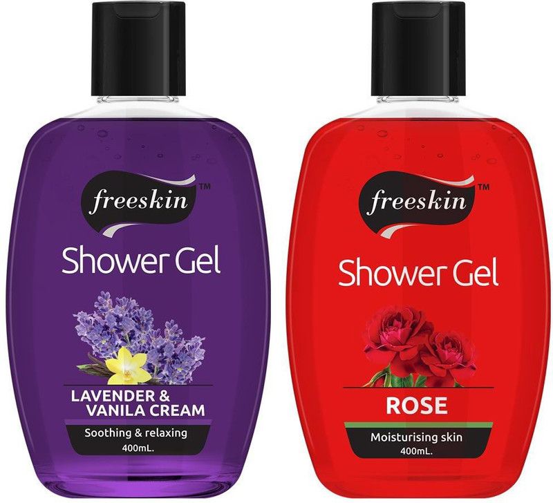 Free Skin Lavender Vanila Cream and Rose Shower Gel,400ml each, Suitable All Skin types, PACK OF 2  (2 x 200 ml)
