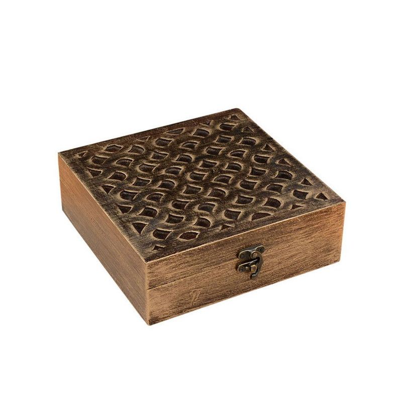 StyleMyWay Abstract Hand Carved Designer Boxes Vanity Box  (Gold)