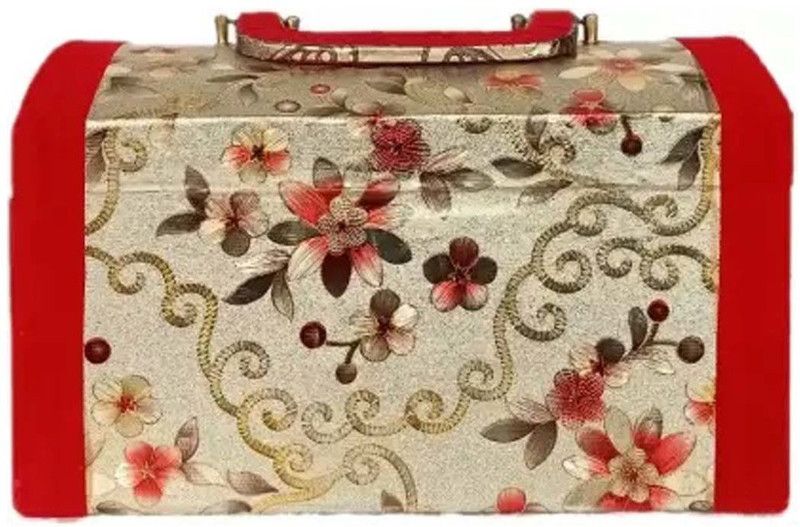 Skylii Wooden Handmade Jewellery Box for Women Makeup And bangle storage box Vanity Box makeup, jewelry, Palki Vanity, Bangle Box, With Lock (Red) Vanity Box  (Red, Golden)