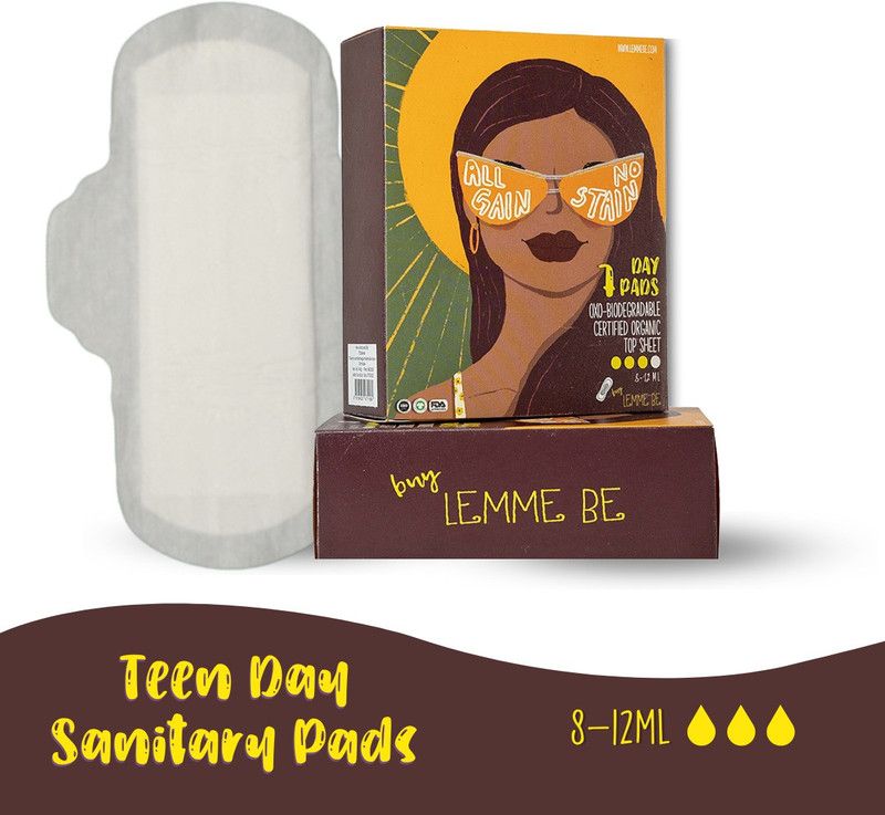 LEMME BE Sanitary Day Pads (Box of 7) 100% Cotton Certified Biodegradable Sanitary Pad  (Pack of 7)