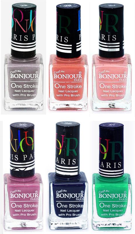 BONJOUR PARIS Candy Color Long Lasting Nail paint For Teen Girls Women Nail Polish set A 281 Light Gray-Nude-Nude-Light Purple-Blue-Green  (Pack of 6)