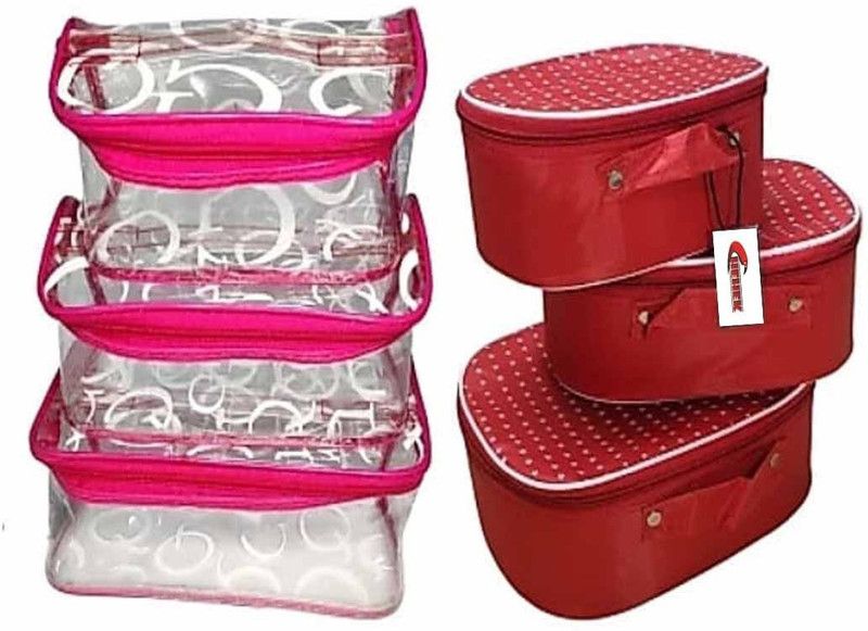 Chehek Combo Pack of 6 Fashionable High Quality Vanity Box Cosmetic Box, Storage Case, Bangle Box Vanity Box (Red & Multicolor) Vanity Box, Bridal organiser, Cosmetic Box Vanity Box  (Red, Multicolor)