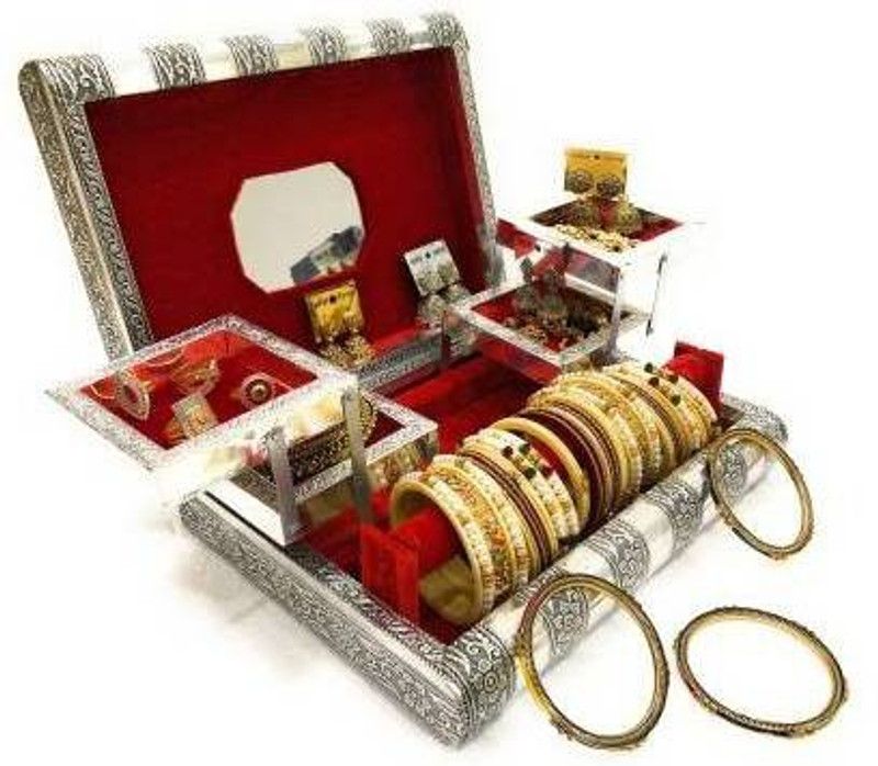Four Pillars Digital Jewelry Box , Wedding Gift Box, Vanity Box, Rakhi Gift jewellery Vanity Box  (Oxidized)
