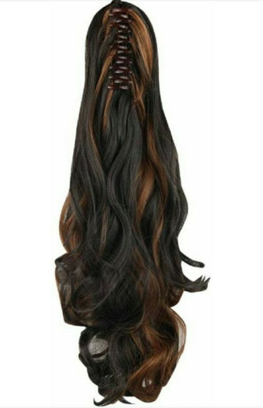 Alizz High lighted Step cut Clip on Clutcher hair wig for girls hair extensions claw bun juda pony tail wig natural long hair wig stylish wig artificial hair wig for women pony style straight bun ladies wig choti fake hair braid Hair Extension