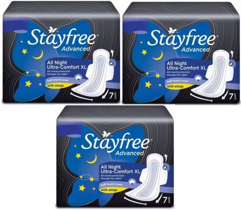 STAYFREE Advance All Night Ultra Comfort XL - 7+7+7 Pads Sanitary Pad  (Pack of 21)