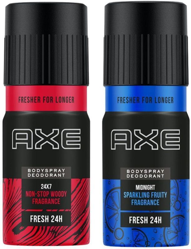 AXE Recharge Midnight and 24x7 Long Lasting Deodorant Bodyspray For Men, (Buy 1 Get 1) Deodorant Spray - For Men  (300 ml, Pack of 2)