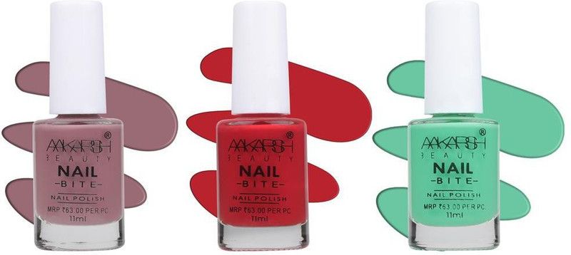 Aakarsh Set Of 3 Nailpolish Pastel Shades (06,21,46) Multicolor  (Pack of 3)