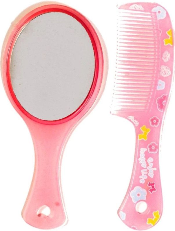 Yuvami's 1 Pcs Cute Mini Hair Comb with Mirror Set for Men/Women & Girls for Travel(Random color)