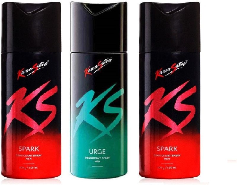KamaSutra KS Deodorant 2pc Spark & 1 pc urge - For Men (120 ml, Pack of 3) Deodorant Spray - For Men  (120 g, Pack of 3)