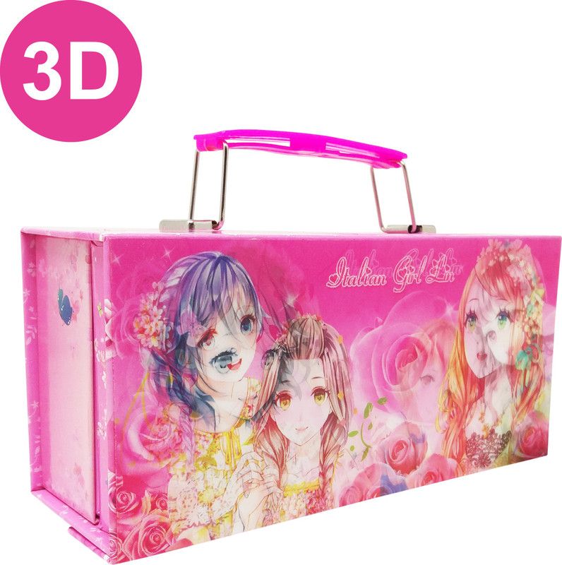 Parteet 3D Password Protected Jewellery Box with Utility Box for Girls Storage and Mirror Vanity Box  (Multicolor)