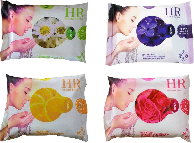 HR Refreshing Facial Wet Wipes 4 Flavours  (100 Tissues)