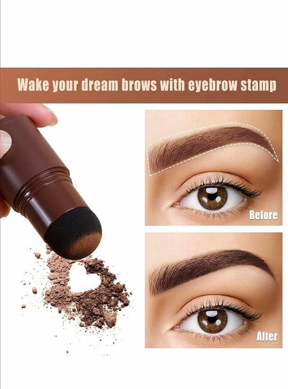 Three Elements Eyebrow Stamping Kit Eyebrow Definer hair color touchup Eyebrow Stencil 18 g  (dark brown)