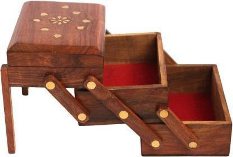 Green Wood Handmade Wooden Jewellery Box for Women - Wooden Jewellery Storage Box Size - LxBxH 5x3.5x5 inches Jewellery Box Vanity Box (Brown) JEWELLERY BOX Vanity Box  (Brown)