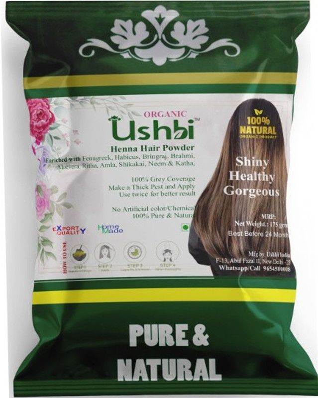 USHBI 100% Natural Herbal Henna (Mehandi) Powder for Hair Colour & Hair Care 175 G  (175 g)