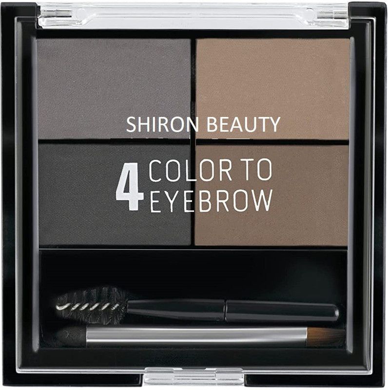Shiron 4 in1 Eyebrow Enhancer Color Powder Cake Palette With 2 Brush 8 g  (Black, Brown)