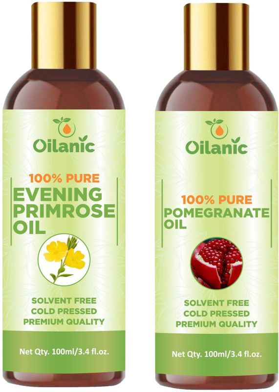 Oilanic Premium Evening Primrose Oil & Pomegranate Oil Combo pack of 2 bottles of 100 ml(200 ml)  (200 ml)