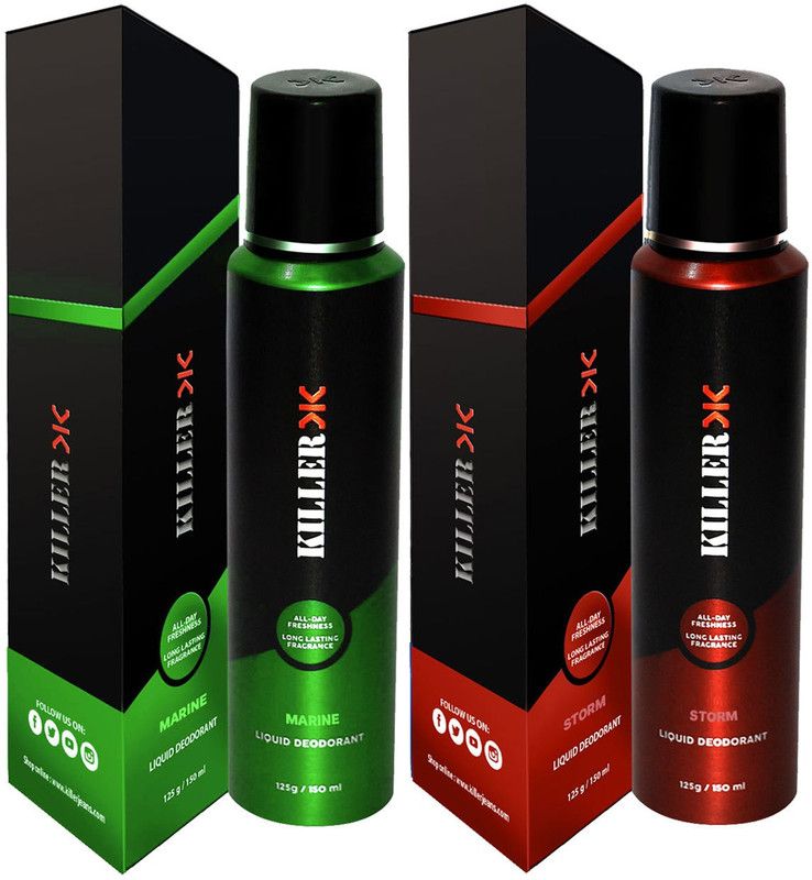 KILLER Marine And Storm Liquid Deodorant 150ML Each (Pack of 2) Perfume Body Spray - For Men & Women (300 ml, Pack of 2) Deodorant Spray - For Men & Women  (300 ml, Pack of 2)