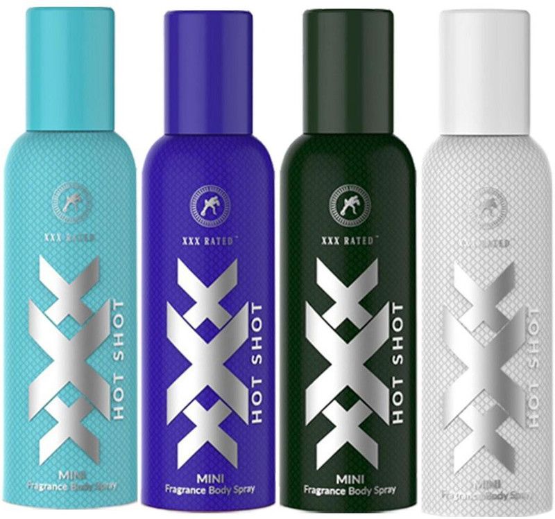 XXX Rated Hot Shot Mini Fragrance Body Spray (Sea Green, Blue, Green, White Combo) Body Spray - For Men & Women  (100 ml, Pack of 4)