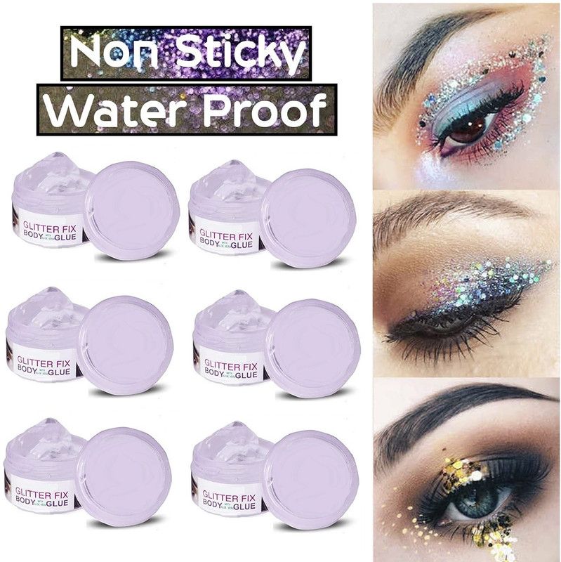 EVERERIN Non Stick Body Glue Gum,body face hair dry glitter glue gel pack of 6  (12 g)