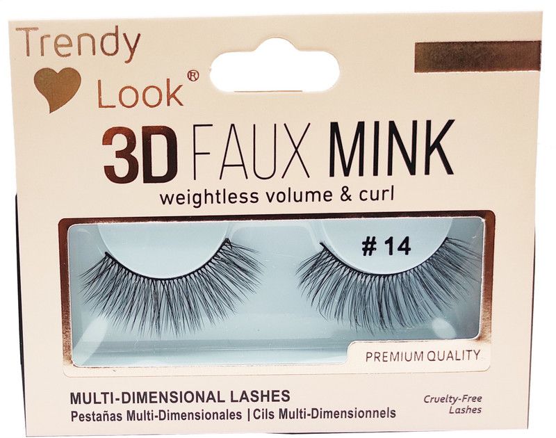 Trendy Look 3D Faux Mink Weightless & Curl False Eye Lashes - No 14  (Pack of 1)