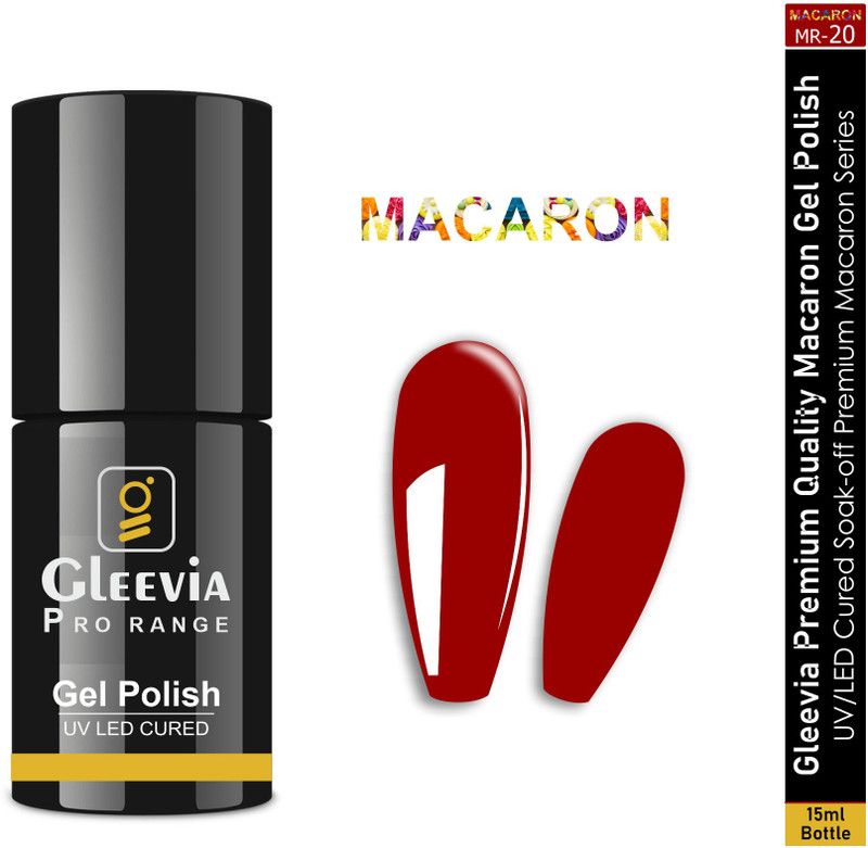 Gleevia Macaron UV Gel Polish 15ml | Premium Nail Gel Collection for Professionals MR-20 Crimson Red