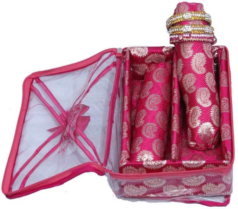 KUBER INDUSTRIES Two Rod Bangle Jewellery Vanity Box  (Pink)