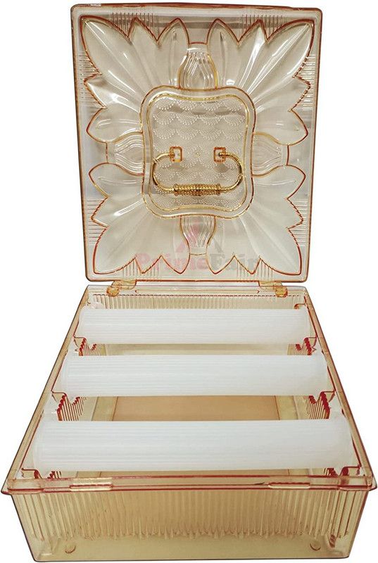 ROSEFAIR Bangle box 3 Rods Jeweler Organizer Plastic Storage Case Storage Box Chudi Set Bangles, Jeweler Vanity Box  (Gold)