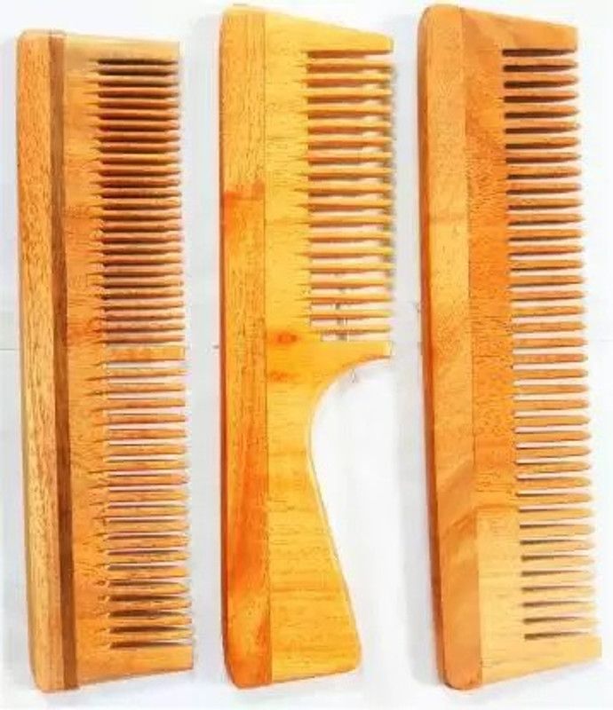 Ecofood Premium Export Quality Neem wood Comb Combo set of 3