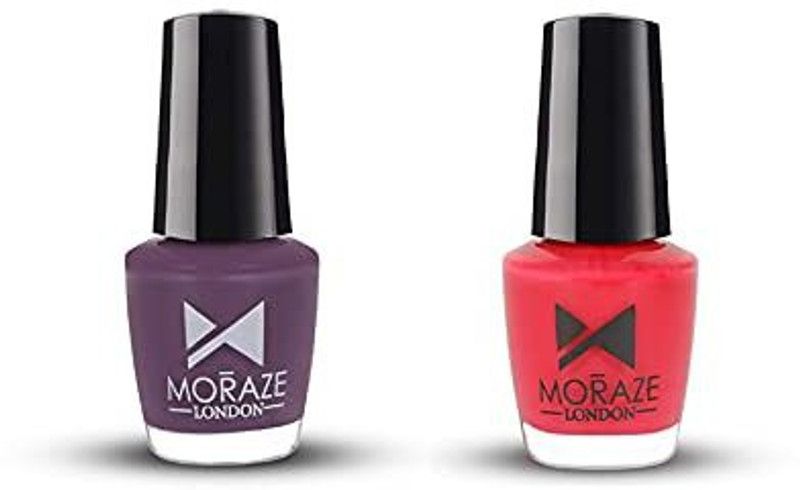 MORAZE Vegan, Non Toxic Nail Polish Combo Pack of 2 - Purple Pheonix, First Kiss - 10 ML (5 ML Each) Multi  (Pack of 2)