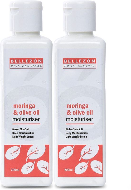 Bellezon professional Moringa and Olive Oil Moisturiser Pack of 2| Deep Moisturisation, All Skin Type  (400 ml)